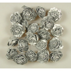 Cédrus rózsa fej 3-5cm ezüst&glitter