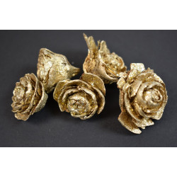 Cédrus rózsa fej 3-5cm champagne&glitter