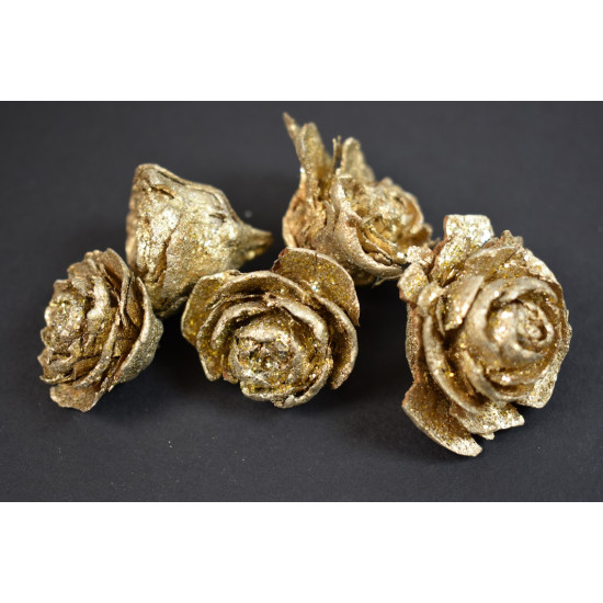 Cédrus rózsa fej 3-5cm pezsgő&glitter