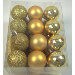 cb. 24 plastic balls combi gold