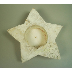 Mécsestartó csillag fenyőfából 10cm  falfestékes fehér