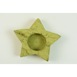 Mécsestartó csillag fenyőfából 10cm  falfestékes olíva