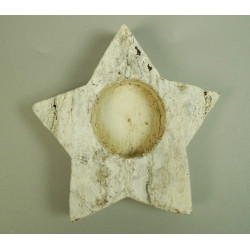 Mécsestartó csillag nyírfából 10cm falfestékes fehér
